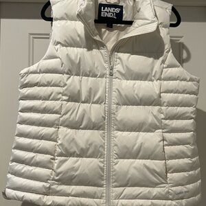 Lands' End White Puffer Vest XL